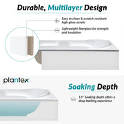 Plantex Bathtub For Bathroom/Bath tub for Adults/Deep Soaker Bathtub with Overflow and Waste Coupling Accessories (White - 1670 mm)