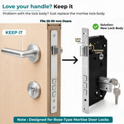 Plantex Mortise Door Lock Set with Brass Cylinder & Keys/Heavy-Duty Main Door Lock Body - Pack of 1 (Satin)