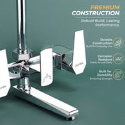 Plantex Wall Mixer for Bathroom 2 In 1 with L-Bend Provision for Overhead Shower/Mixer Tap for Bathroom with Water Saving Nozzle Tap- (Celesiya-1249)