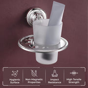 Plantex Tumbler for Bathroom/304 Grade Stainless Steel Toothbrush Holder/ABS Material Toothbrush Stand Bathroom Accessories - Pack of 1 Skyllo(Chrome)