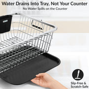 Plantex Stainless Steel Vessel Drainer Basket/Dish Drying Rack with Drainer Tray/Utensil Drying Rack for Kitchen/Plate Stand/Basket for Utensils (Size-56x43x23cm)