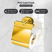 Plantex J4 Stainless Steel Toilet Paper Holder for Bathroom/Tissue Holder for Washroom/Toilet roll Holder for Wall Mounted/Bathroom Accessories (PVD Gold Finish) Onix