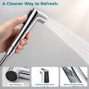 Plantex Self Cleaning Health Faucet for Toilet/ABS Plastic Jet Spray for Bathroom/Hand Gun/ Without Hose Pipe - Pack of 1 (Chrome)