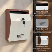 Plantex Letter Box/GI Steel Suggestion Box for Office with Key Lock/Post Box for Gate Home/Complaint Box/Wall Mounted Mail Box - (Orchid & Ivory)