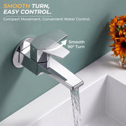 Plantex Long Body Bib Tap for Bathroom with Water Saving Aerator/Taps for Bathroom/Wall Mount Wash Basin Tap with Teflon Tape and Wall Flange (Celesiya-1242-Chrome)