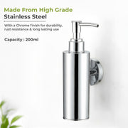 Plantex Liquid Soap Dispenser for Bathroom/304 Grade Stainless Steel Shampoo Dispenser/Round Hand wash Dispense/Bathroom Accessories - Pack of 1 (Regent, Chrome)