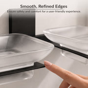 Plantex 304 Grade Stainless Steel Frosted Glass Double Soap Dish/Soap Stand/Dual Soap Holder/Bathroom Accessories - Crystal (Black)