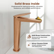Plantex Brass Wash Basin Mixer Tap/Hot & Cold Basin Mixer Faucet/Deck Mount Pillar Spout for Bathroom Sink - Pack of 1 (APS-4604, Brushed Rose Gold)