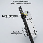 Plantex Door Lock Set with Keys/Mortise Door Lock for Home/Office/Hotel - Pack of 1 (OHMH-21, Z-Black & PVD Black)