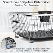 Plantex Stainless Steel Vessel Drainer Basket/Dish Drying Rack with Drainer Tray/Utensil Drying Rack for Kitchen/Plate Stand/Basket for Utensils (Size-56x43x23cm)