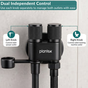 Plantex 2 Way Angle Cock/Stainless Steel Double Outlet Water Valve/Bathroom & Kitchen Tap Connector/Water Faucet - Pack of 1 (Black, APS-N-8)