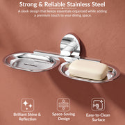 Plantex 304 Grade Stainless Steel Twin Soap Holder Stand for Bathroom and Wash Basin/Bathroom Accessories - Olive (Chrome)