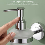 Plantex Brezza Stainless Steel Glass Liquid Soap Dispenser/Shampoo Dispenser/Handwash Dispenser/Bathroom Accessories - Chrome