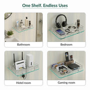 Plantex Glass Setup Box Stand Wall Mounted/Glass Shelf/Wall Shelf Rack/Wall Mount Holder with Wall Brackets (12 X 9 Inch)
