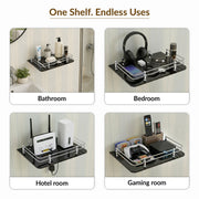 Plantex Glass Setup Box Stand Wall Mounted/Glass Shelf/Wall Shelf Rack/Wall Mount Holder with Wall Brackets (12 X 9 Inch, Black)
