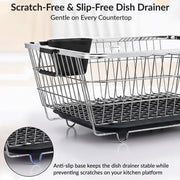 Plantex Stainless Steel Dish Drying Rack/Utensil Drying Rack for Kitchen/Dish Rack with Drainer Tray/Vessel Drainer Basket for Utensils/Bartan Basket Stand (Size- 58.5x44.5x23.5 CM - Chrome Finish)