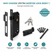 Plantex Mortise Door Lock Set with Brass Cylinder & Keys/Heavy-Duty Main Door Lock Body - Pack of 1 (Z-Black)