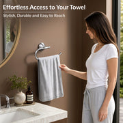 Plantex 304 Grade Stainless Steel Washbasin Towel Holder/Hand Towel Hanger/Napkin Ring for Kitchen/Bathroom Accessories (Chrome) Niko