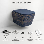 Plantex Ceramic Commode for Toilet/Rimless Washdown Western Toilet/P Trap Commode with Soft Closing Toilet Seat Cover - (LAS04, Blue)