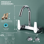 Plantex Mixer Tap for Kitchen with Wall Flange and Teflon Tape/Kitchen Sink Taps/Sink Mixer Tap Hot and Cold with 360° Swivel Spout (Celesiya-1248)