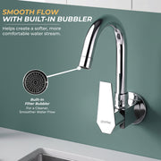 Plantex Kitchen Sink Tap with Water Saving Nozzel/Wall Mount Sink Tap for Kitchen Basin with 360° Swivel Spout (Celesiya-1247)