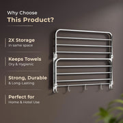 Plantex Double Towel Rack for Bathroom/24 Inch Dual Towel Holder/Towel Bar/Towel Henger/Bathroom Accessories - Pack of 1 (Chrome)