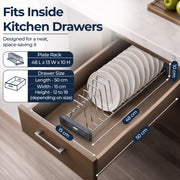 Plantex Stainless Steel Plate Stand for Kitchen Cabinet/14 Slot Plate Rack Organiser/Saucer/Dish Rack Organiser for Kitchen with Anti-Scratch Base (Size-4Inches, Slot- 14, Pack of 1)