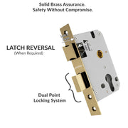 Plantex Door Lock Set - Main Door Lock Plate Handle Set/Mortise Lock with 3 Keys/Lock Body and Cylinder - Pack of 1 (OHMH-81, Brass Antique)
