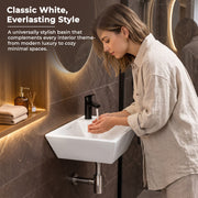 Plantex Platinum Ceramic Wall Mounted Basin/Corner Basin/Wash Basin for Bathroom/Wall Hung Washbasin/Sink for Restaurant, Hotel/10 Years Glaze Warranty by Plantex (Candy -15 x 11 x 5 Inch)