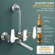 Plantex Wall Mixer for Bathroom 2 In 1 with L-Bend Provision for Overhead Shower/Mixer Tap for Bathroom with Water Saving Nozzle Tap- (Celesiya-1249)