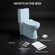 Plantex Platinum Ceramic One Piece Western Toilet/Rimless Washdown Commode for Toilet/Commode With Soft Close Toilet Seat - S Trap Outlet (Ocean)