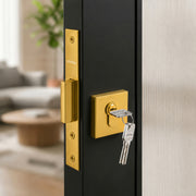 Plantex Dead Lock for Main Door/Lock with Brass 70mm Cylinder with Lock Body and 3 Computerized Keys - Pack of 1 (PVD Gold)