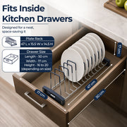 Plantex Stainless Steel Plate Rack for Kitchen Cabinets/Dish Rack Organizer for Kitchen/12-Slot Plate Stand/Tandem Box Accessories - (Size-6 inches, Slot- 12, Pack of 1)