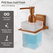 Plantex 304 Grade Stainless Steel Liquid Soap Dispenser for Bathroom/Frosted Glass Hand wash Dispenser/Bathroom Accessories - Pack of 1 (Crystal, PVD Rose Gold)