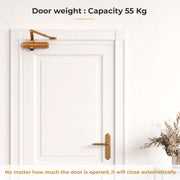 Plantex Premium Door Closer/55 kg Automatic Door Closer for Wooden Door/Wide 180 Degree Opening Door Closer for Home/Hotel/Office- Golden (ISO 9001 Certified)