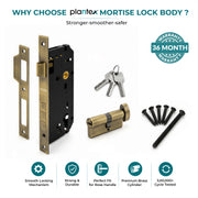 Plantex Mortise Door Lock Set with Brass Cylinder & Keys/Heavy-Duty Main Door Lock Body - Pack of 1 (Brass Antique)