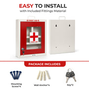 Plantex Metal Emergency First Aid Box for Home/School/Office with Key Lock/Medicine Boxes/First Aid Kit Box/Multi Compartment Medicine Organizer Box - (Red & Ivory)