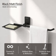 Plantex 304 Grade Stainless Steel Soap Dish with Napkin Ring/Soap Stand/Soap Holder/Napkin Holder/Towel Hanger for Bathroom/Bathroom Accessories - Pack of 1 (Crystal, Black)
