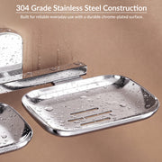 Plantex 304 Grade Stainless Steel Double Soap Holder for Bathroom/Soap Dish/Wall Mounted Soap Holder/Bathroom Accessories - Parv (Chrome)