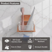 Plantex 304 Grade Stainless Steel Glass Tumbler Holder/Toothbrush Holder for Bathroom/Bathroom Accessories – Pack of 1 (Crystal, PVD Rose Gold)
