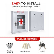 Plantex Metal First Aid Box/Emergency Medical Kit Box for Medicine Storage/Multi Compartment for Medicine Organizer First Aid Kit Box for Home, School, Office with Key Lock - (White)