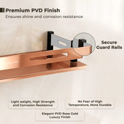 Plantex Multipurose Shelf for Bathroom/Stainless Steel Shelf/Bathroom Accessories - (15 x 5 Inch, PVD Rose Gold)