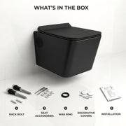Plantex Platinum Ceramic Rim Wall Hung Western Toilet/P Trap Western Commode with Soft Close Seat Cover/ Commode with Washdown Flush - (Black-M)