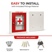 Plantex First Aid Box/Emergency Medical Kit Box for Medicine Storage/Multi Compartment First Aid Kit Boxes for Home, School, Office with Key Lock - GI Steel (Red & Ivory)