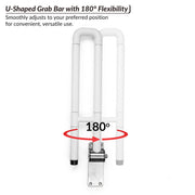 Plantex Stainless Steel 24 Inch U-Shape Handle for Bathroom Support/Space-Saving Safety Bar for Shower/Toilet/Bedside Anti-Slip Shower Grab Bar for Bathroom - (White)