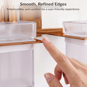 Plantex 304 Grade Stainless Steel Glass Liquid Dispenser with Tumbler Holder/Toothbrush Holder/Shampoo Dispenser for Washbasin/Kitchen/Bathroom Accessories - Pack of 1 (Crystal, PVD Rose Gold)