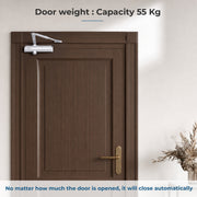 Plantex Heavy Duty Door Closer/Automatic Door Closer for Wooden Door/55 Kg Hydraulic Door Closer for Home/Office/Hotel/Wide 180 Degree Opening (ISO 9001 Certified) - Silver