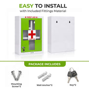 Plantex Metal Emergency First Aid Box for Home/Medical Kit Box for Medicine Storage with Multi Compartments for School, Office - Lockable (Green & White) Big Size, Wall Mount