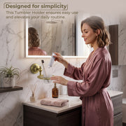 Plantex 304 Grade Stainless Steel Tumbler Holder/ABS Material Tooth Brush Holder/Bathroom Accessories - Skyllo (Antique)