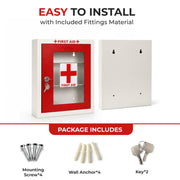 Plantex First Aid Box/Emergency Medical Kit Box for Medicine Storage/Multi Compartment First Aid Kit Boxes for Home, School, Office with Key Lock - GI Steel (Red & Ivory)